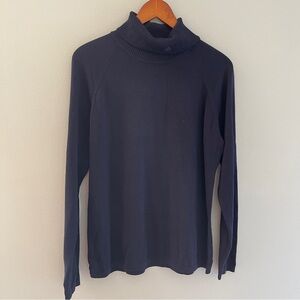 Delta Collection by Lands End Navy Blue Turtleneck  Uniform Size XL (18) Cotton